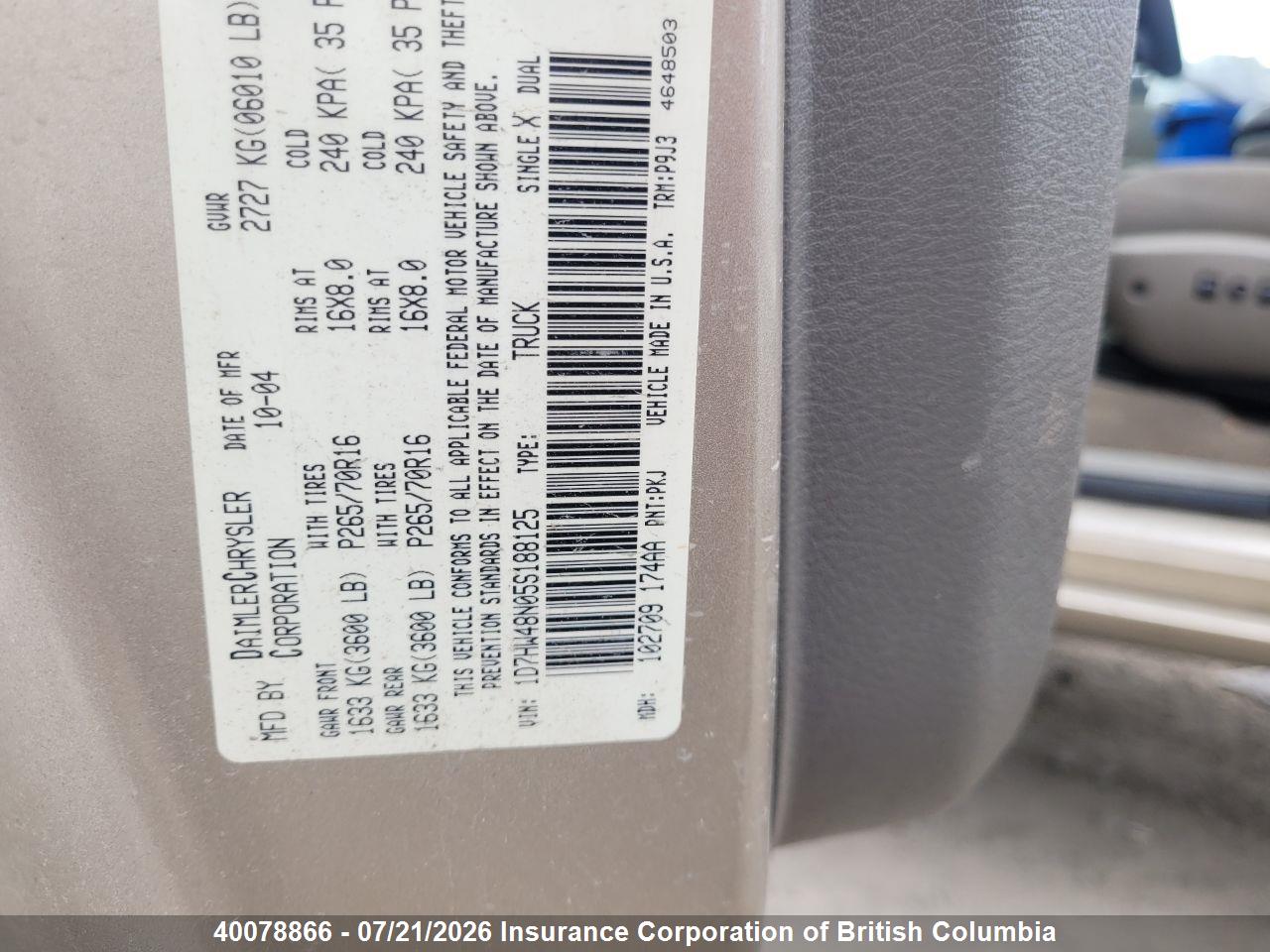 2005 DODGE DAKOTA QUAD SLT thumbnail 6
