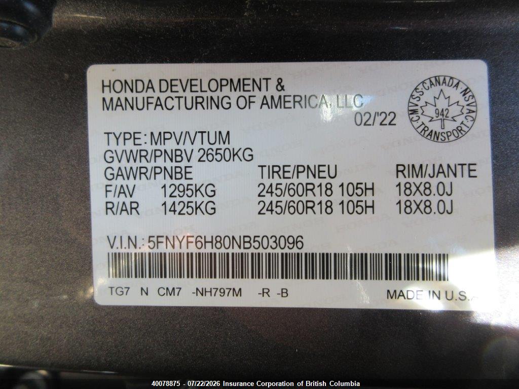 2022 HONDA PILOT thumbnail 6