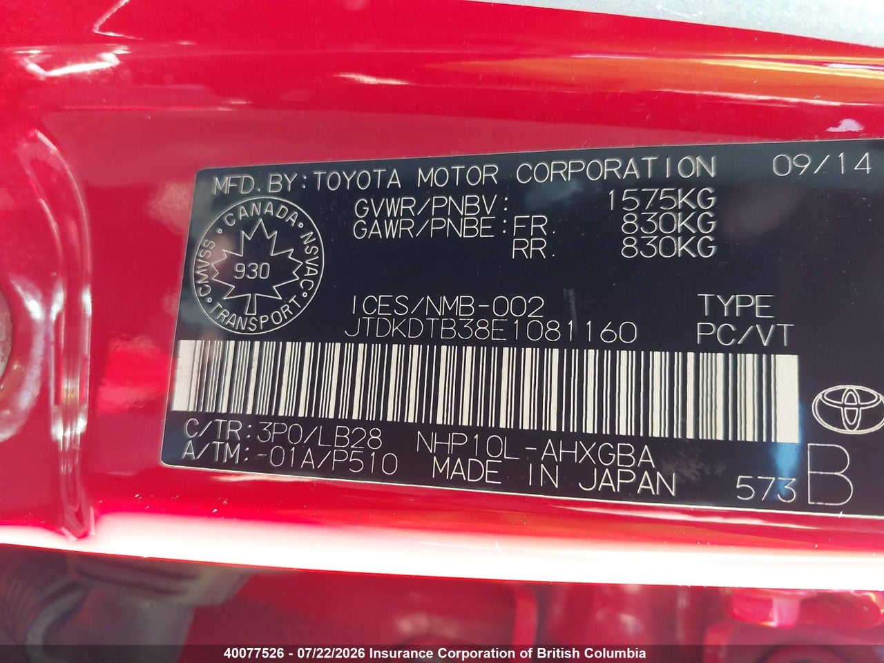 2014 TOYOTA Prius c thumbnail 10