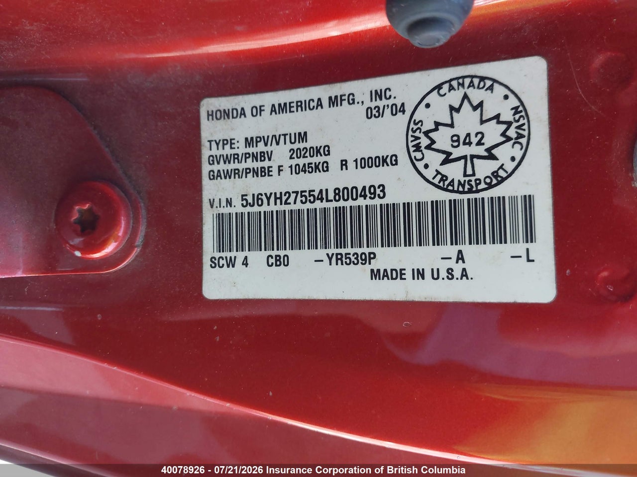 2004 HONDA ELEMENT Y-PACKAGE thumbnail 10