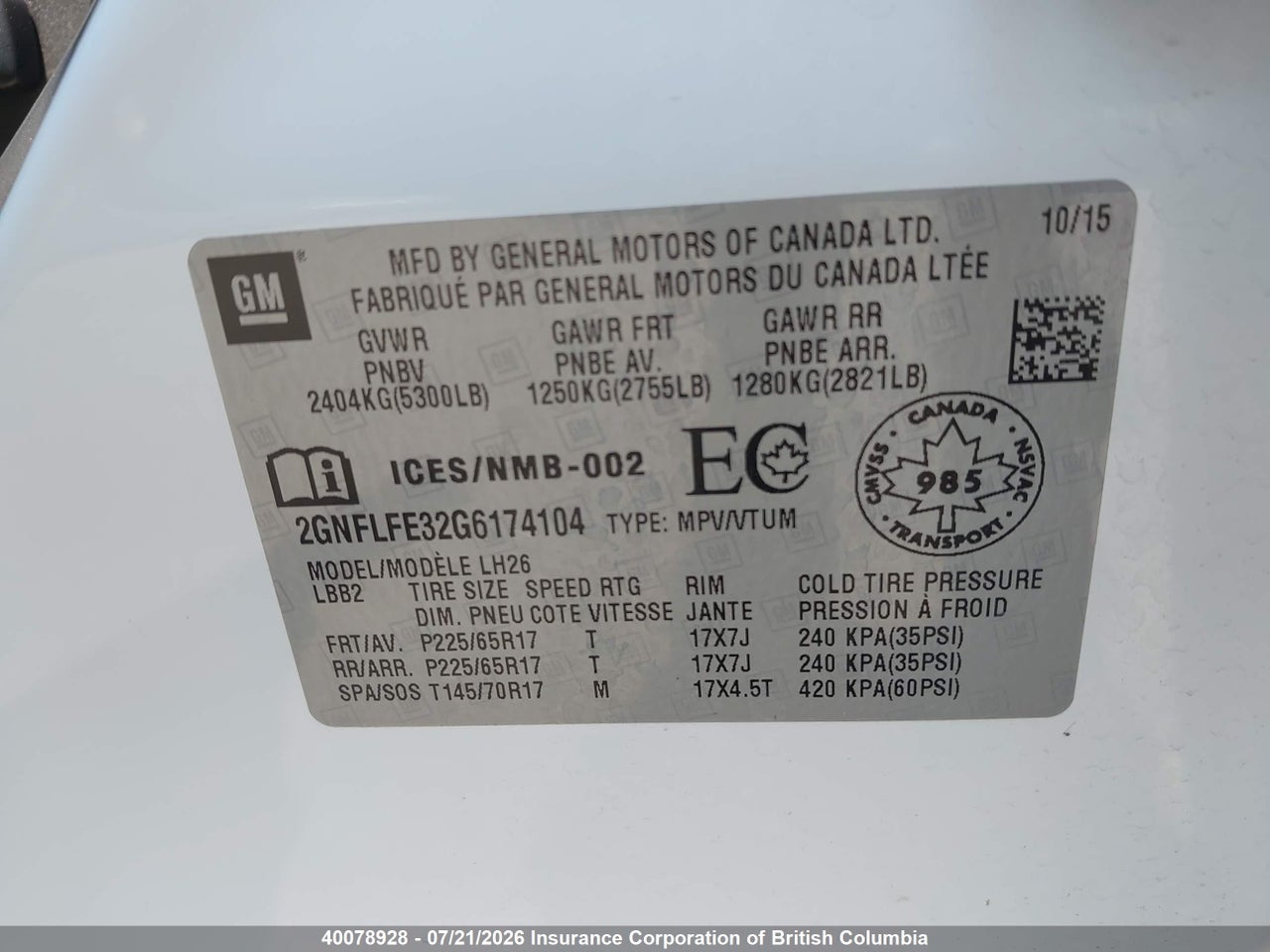 2016 CHEVROLET EQUINOX LT thumbnail 10