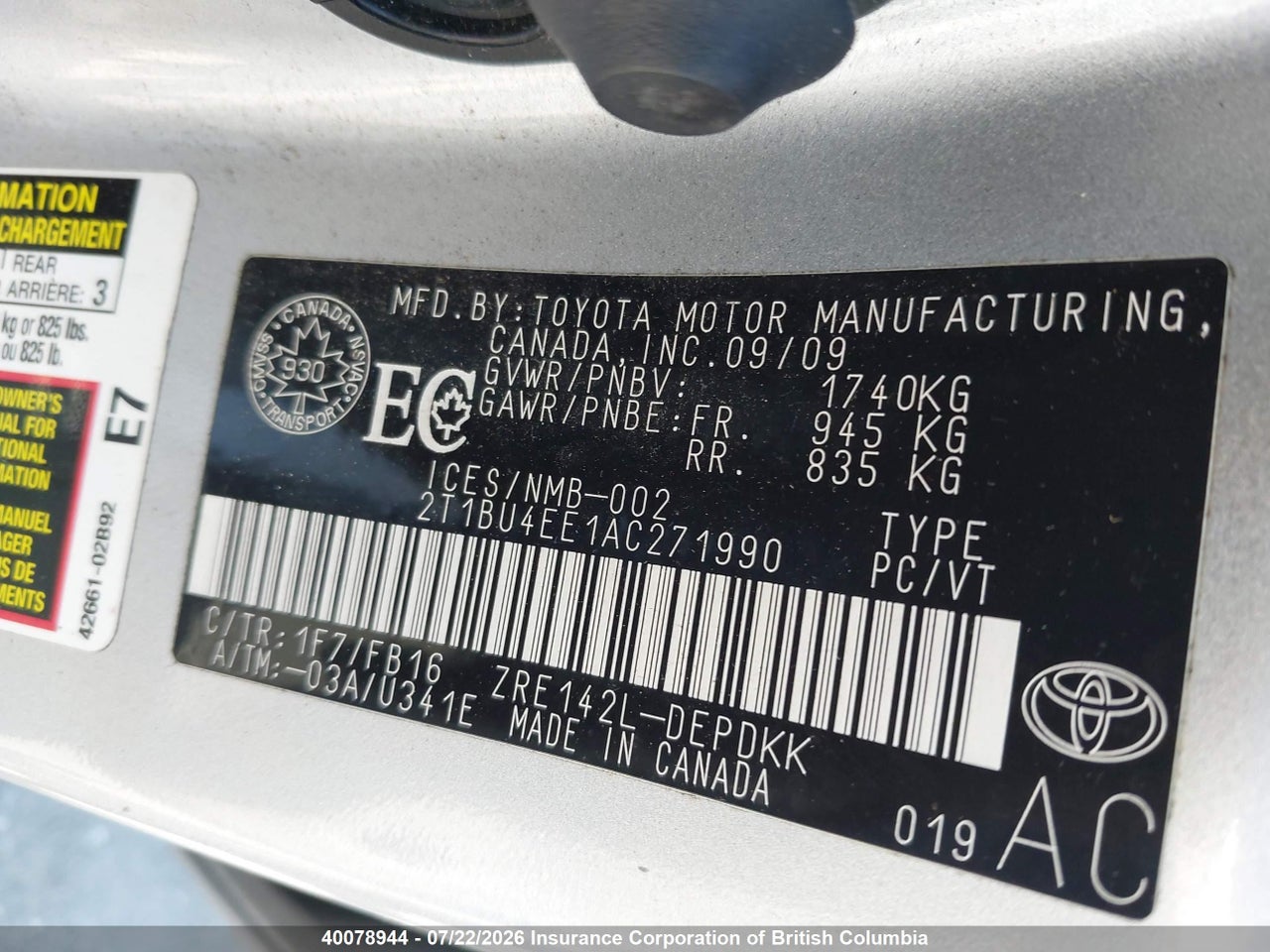2010 TOYOTA COROLLA S/LE/XLE thumbnail 10