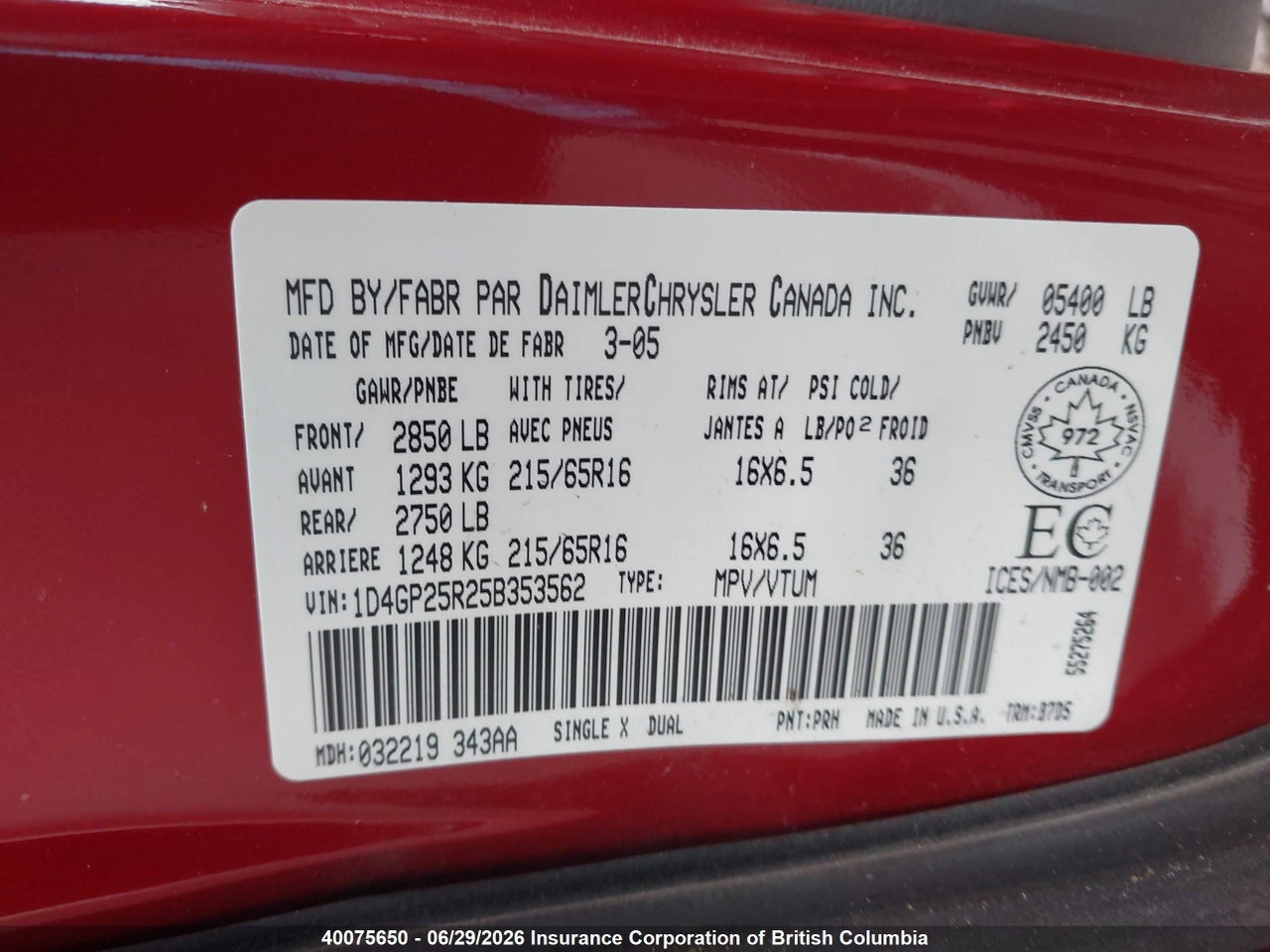 2005 DODGE CARAVAN SE thumbnail 10
