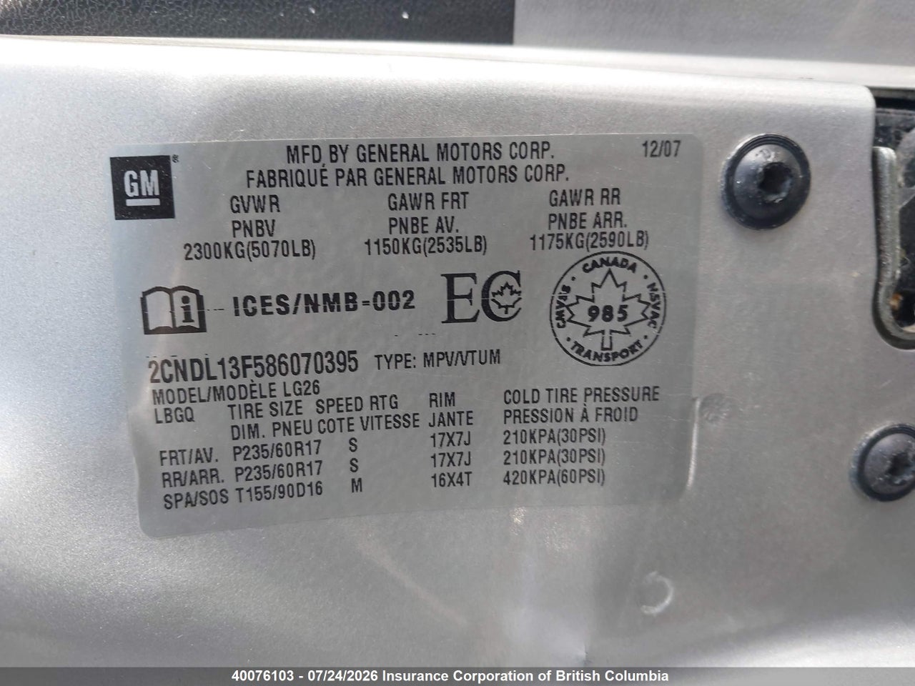 2008 CHEVROLET EQUINOX LS thumbnail 10