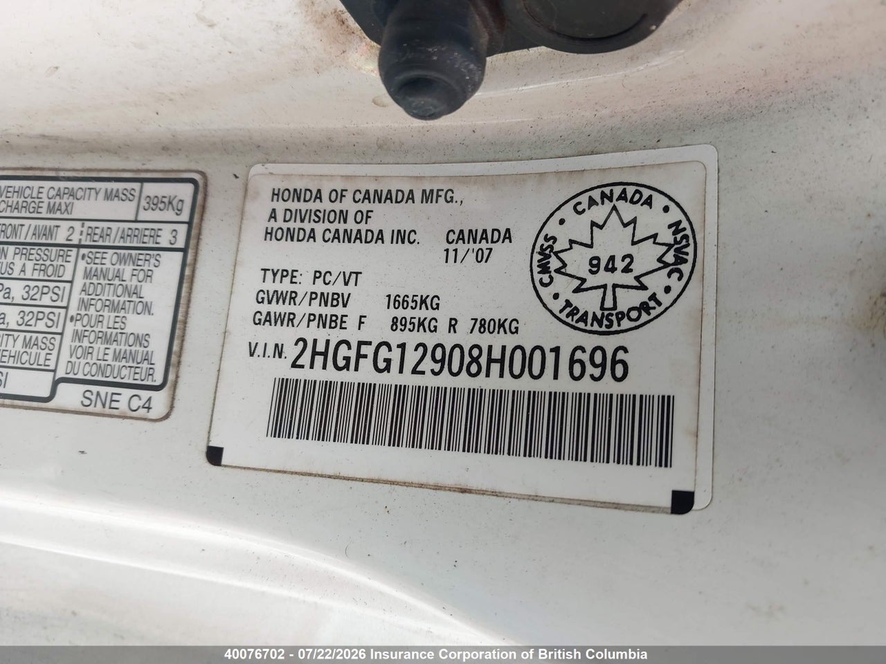 2008 HONDA CIVIC EXL thumbnail 10