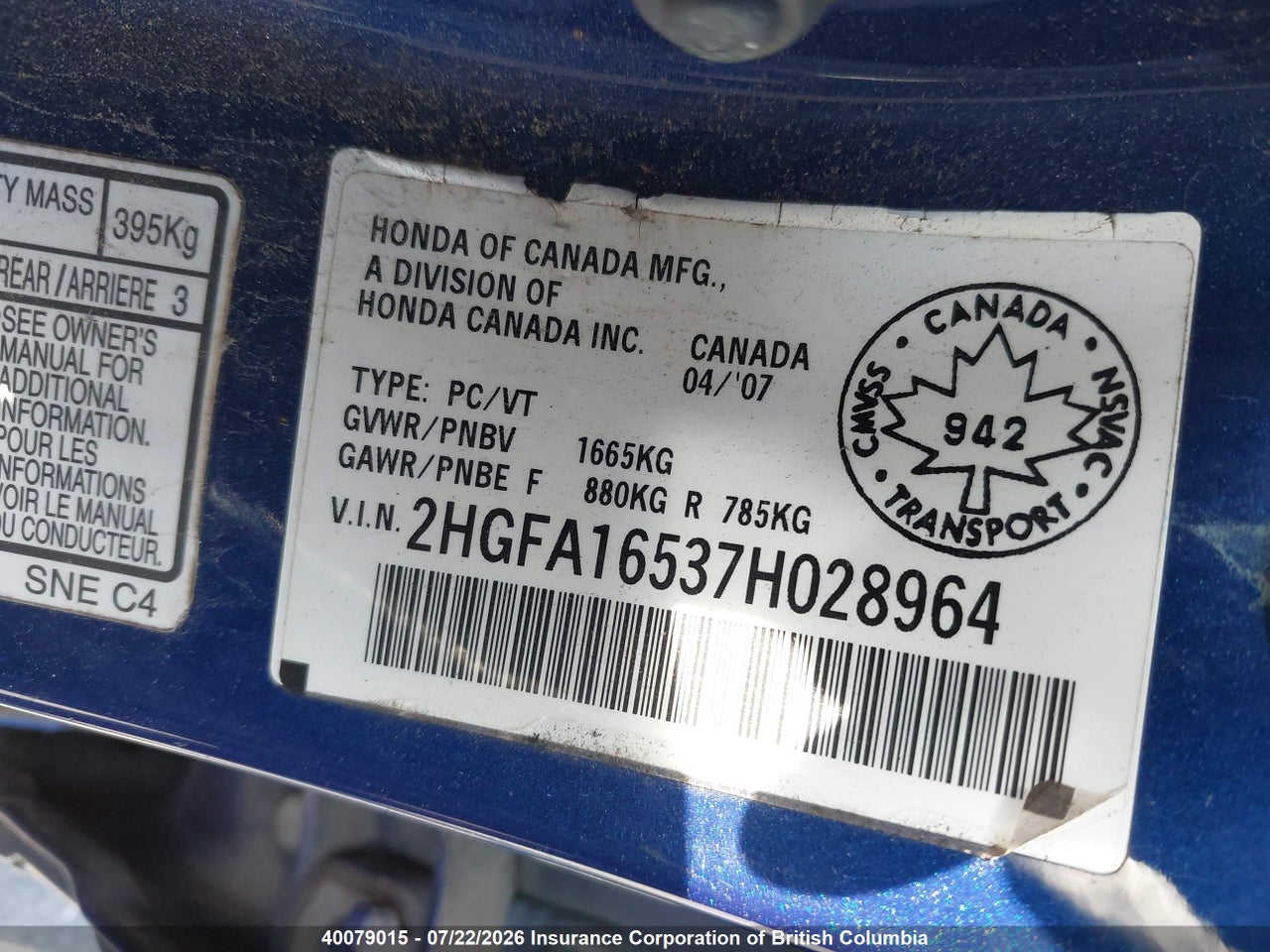 2007 HONDA CIVIC thumbnail 10