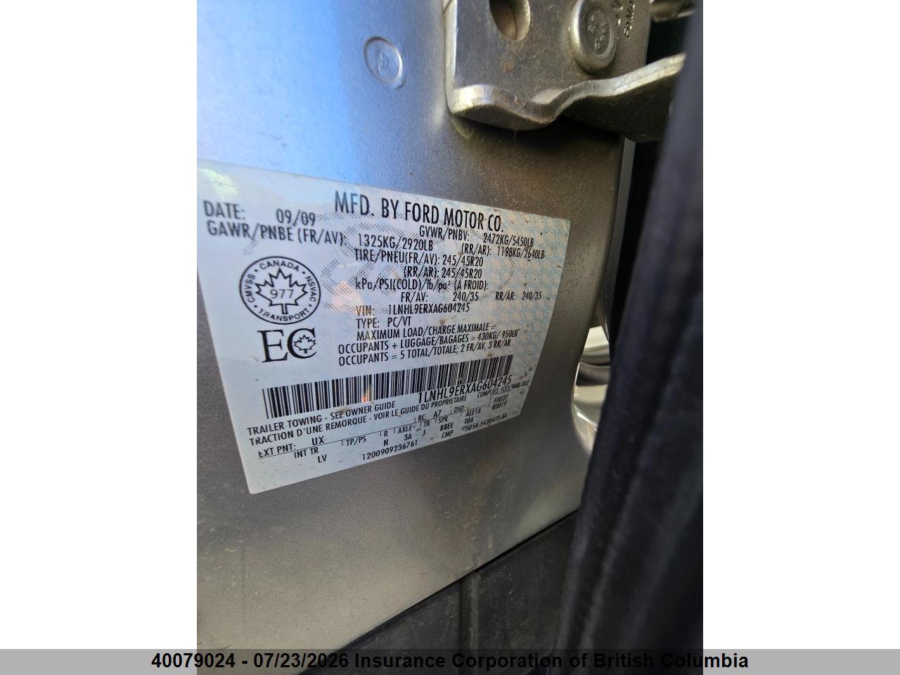 2010 LINCOLN MKS thumbnail 6