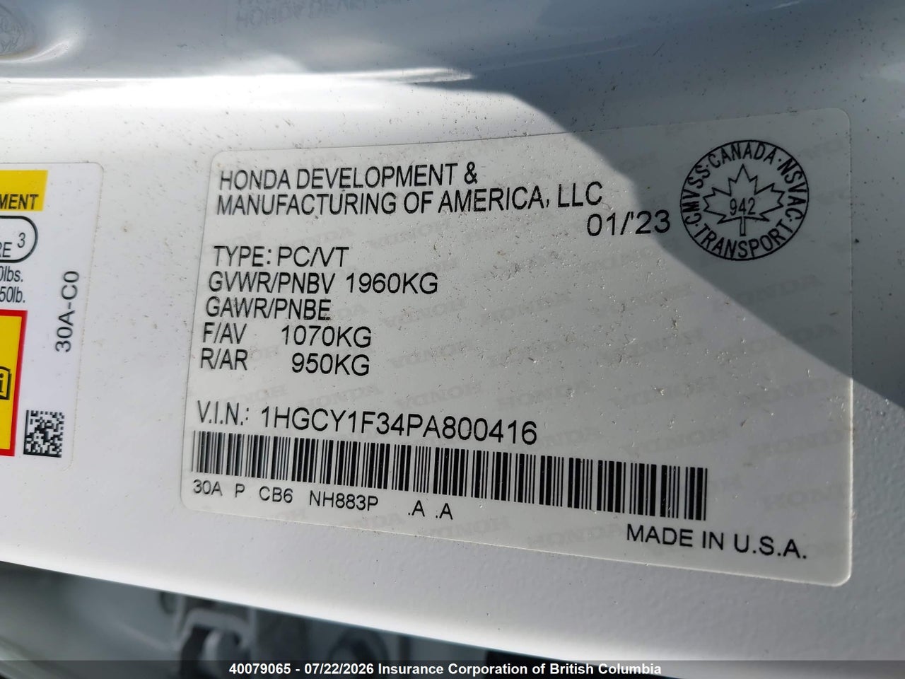 2023 HONDA ACCORD EX thumbnail 10