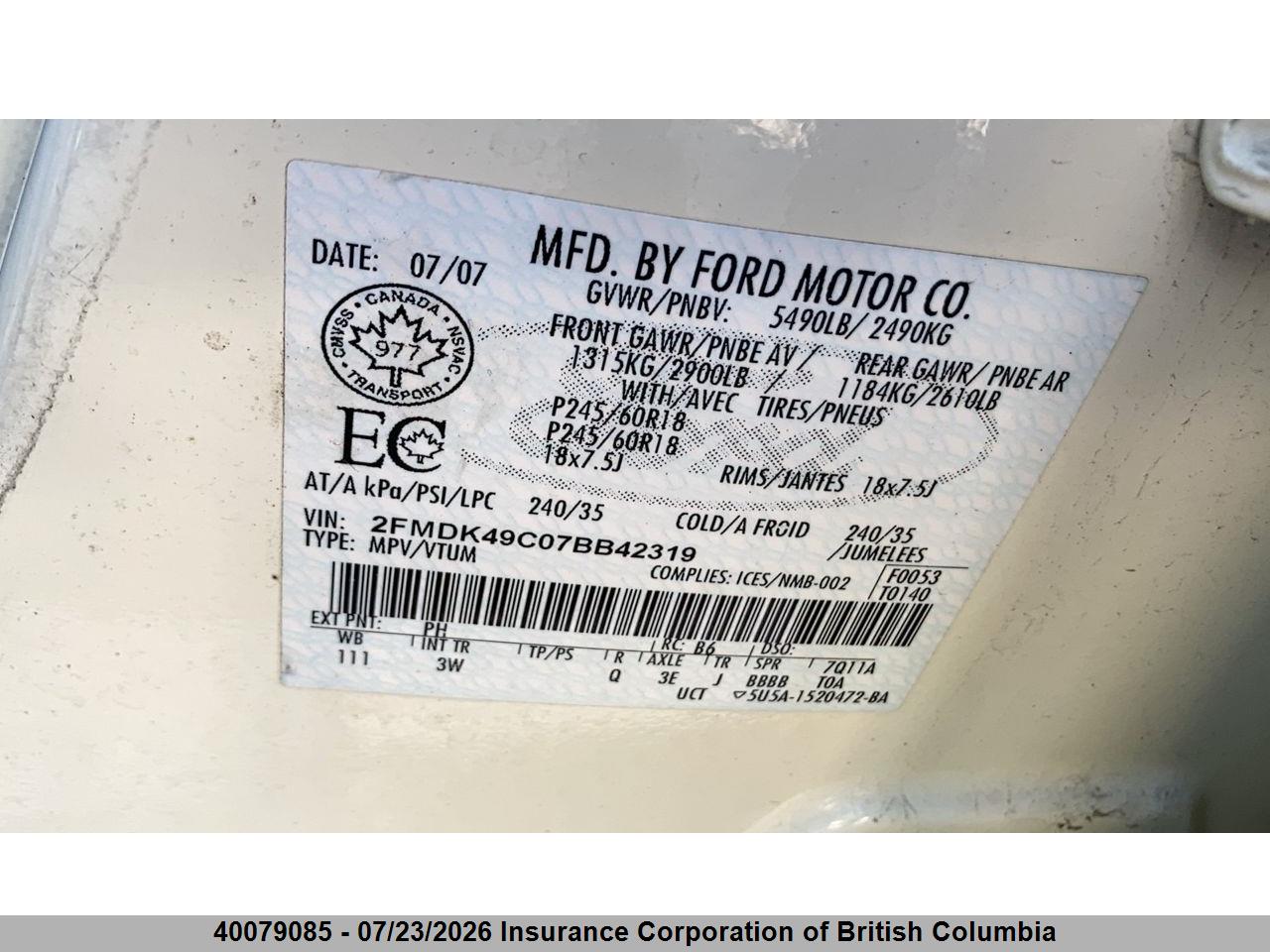 2007 FORD EDGE thumbnail 6