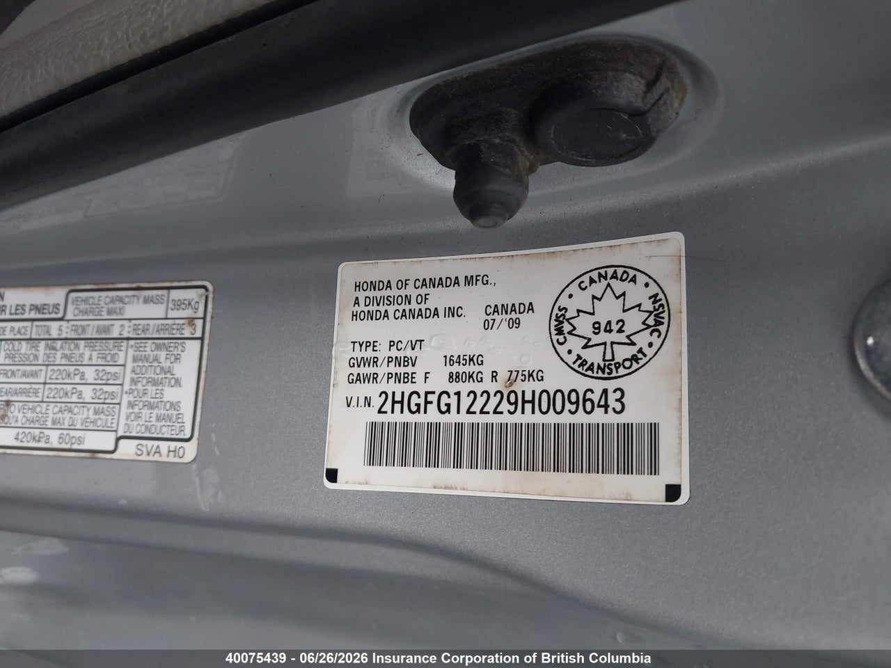 2009 HONDA CIVIC DX thumbnail 10