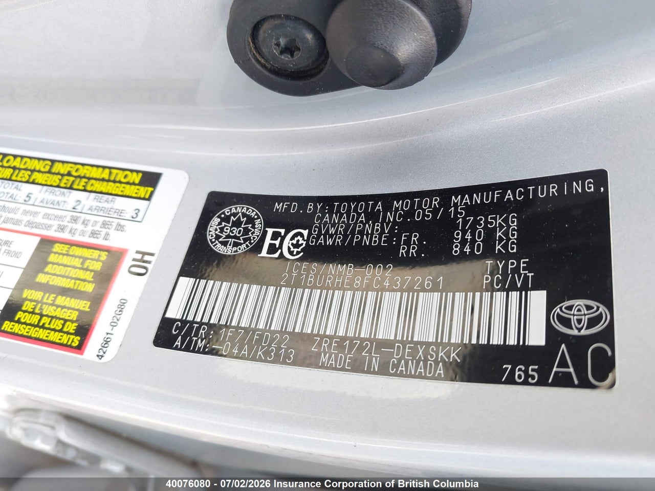 2015 TOYOTA COROLLA L/LE/LE PLS/PRM/S/S PLS thumbnail 10