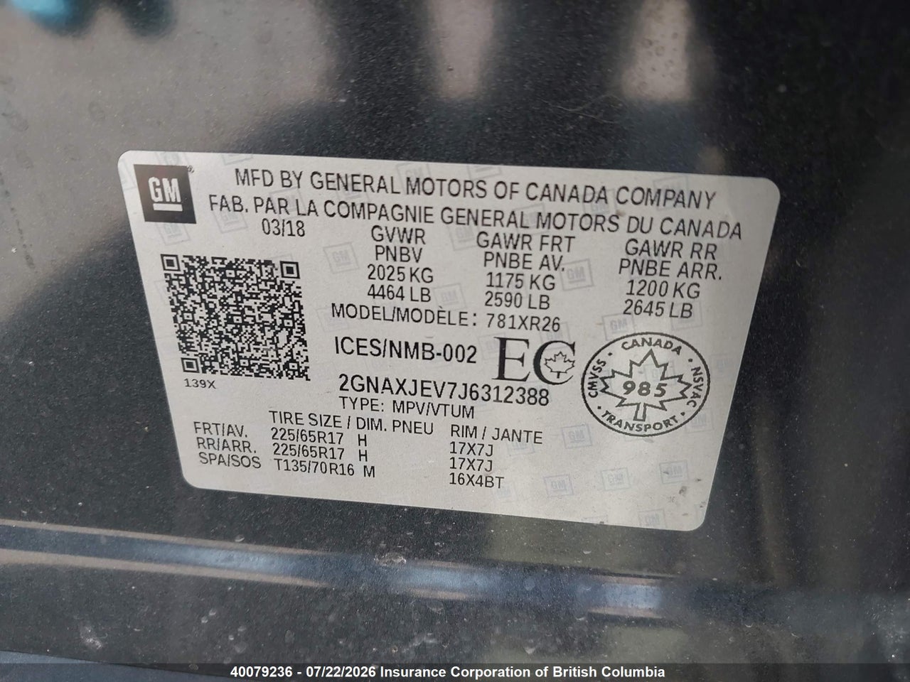 2018 CHEVROLET EQUINOX LT thumbnail 10