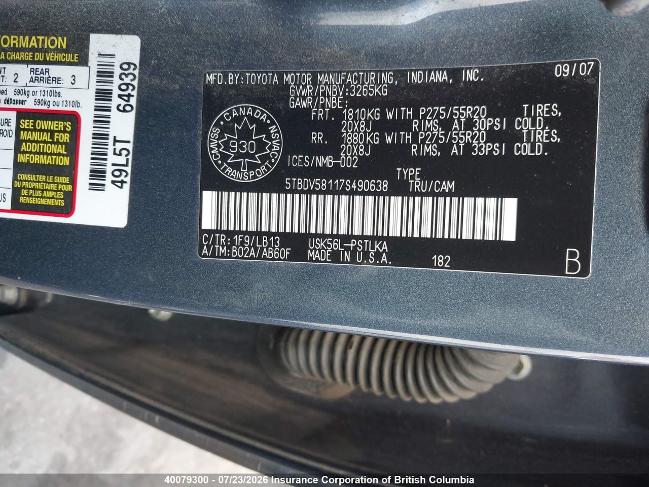 2007 TOYOTA TUNDRA LIMITED 5.7L V8 thumbnail 10