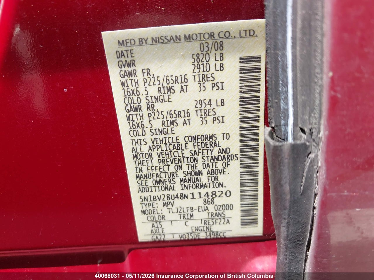 2008 NISSAN QUEST S/SE/SL thumbnail 10