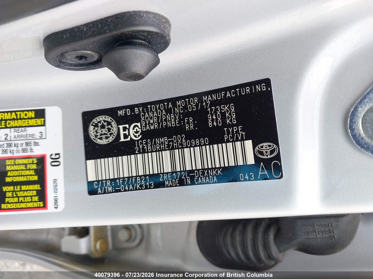 2017 TOYOTA COROLLA L/LE/XLE/SE/XSE thumbnail 10