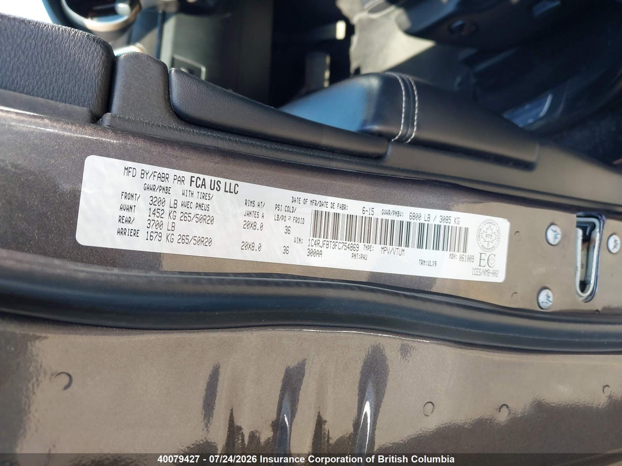 2015 JEEP GRAND CHEROKEE LIMITED thumbnail 10