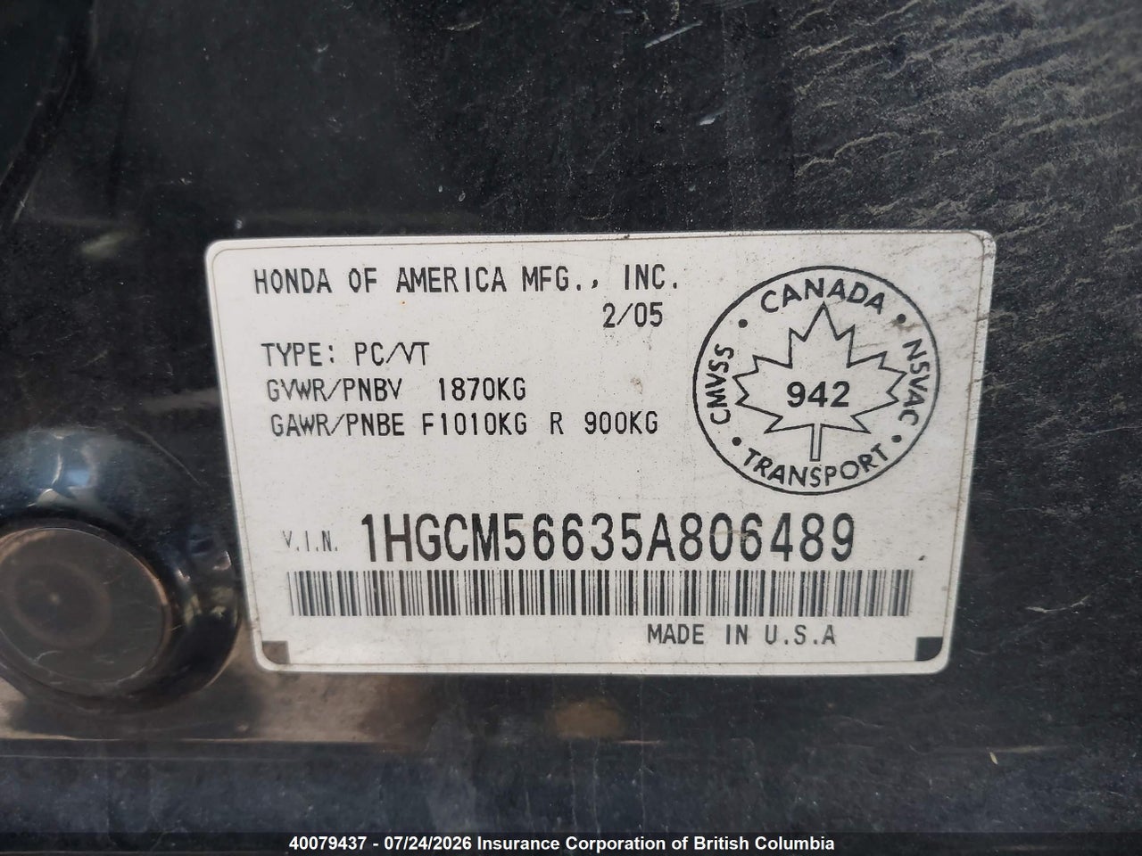 2005 HONDA ACCORD EX-L thumbnail 10