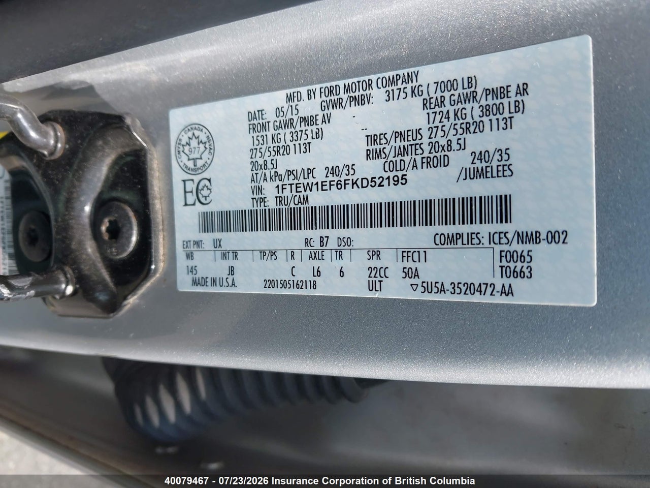 2015 FORD F150 thumbnail 10