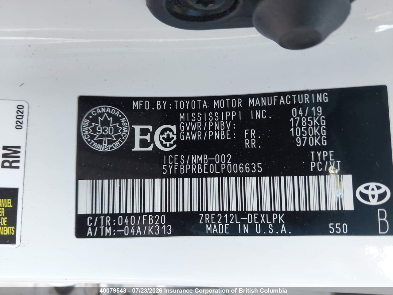 2020 TOYOTA COROLLA LE thumbnail 10