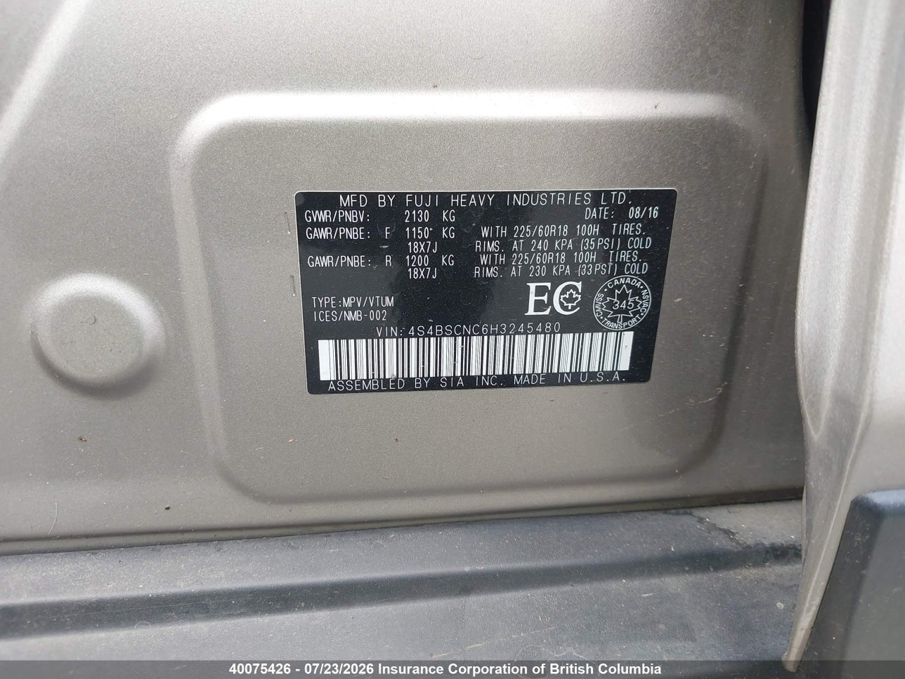 2017 SUBARU OUTBACK 2.5I LIMITED thumbnail 10