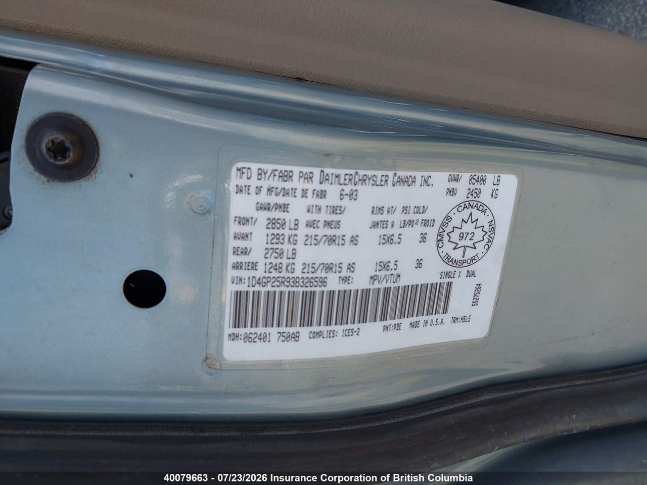 2003 DODGE CARAVAN SE thumbnail 10