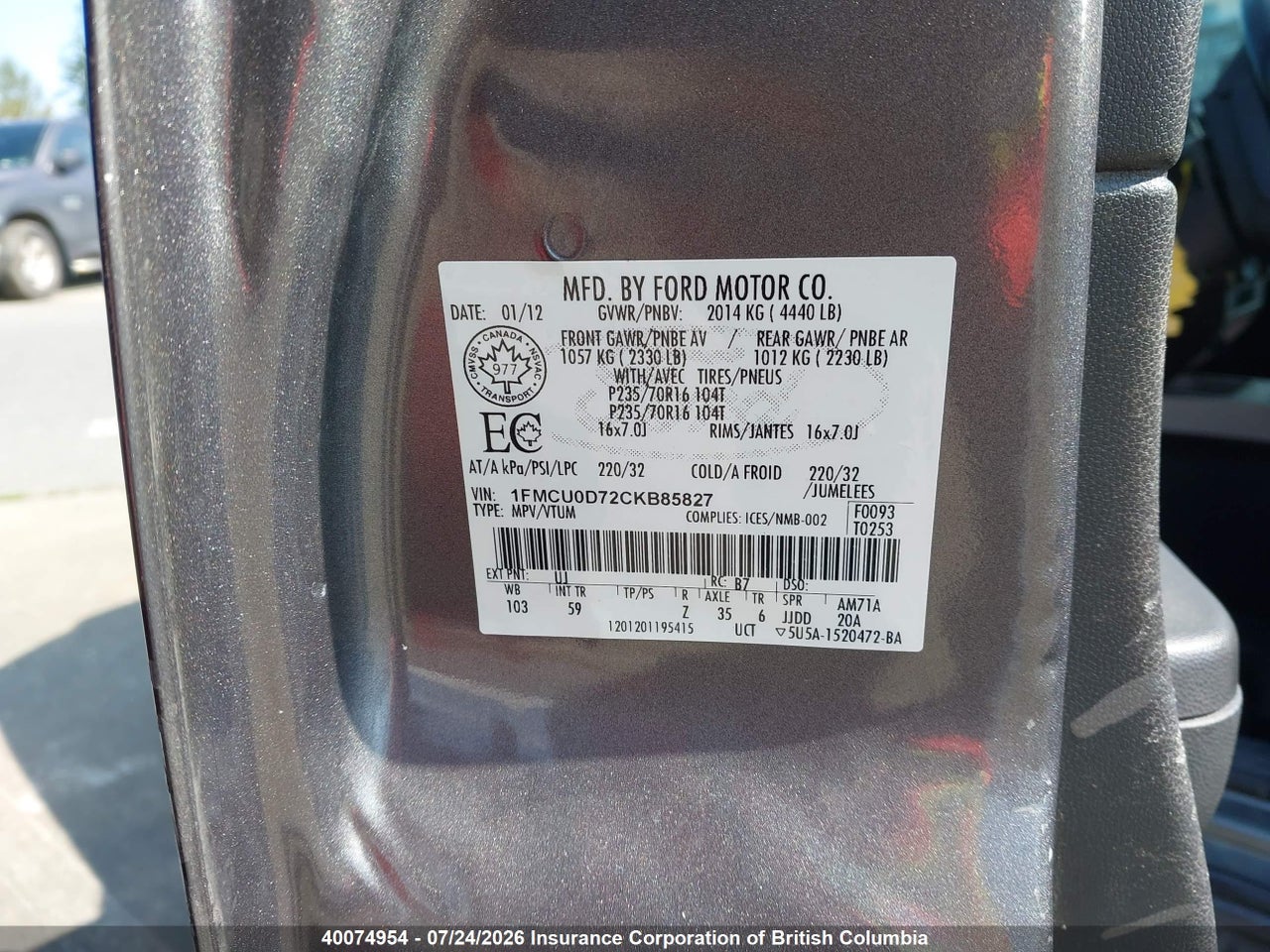 2012 FORD ESCAPE XLT thumbnail 10