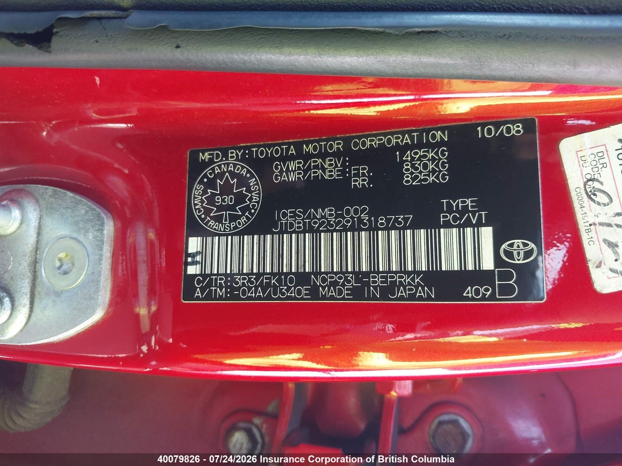 2009 TOYOTA YARIS thumbnail 10