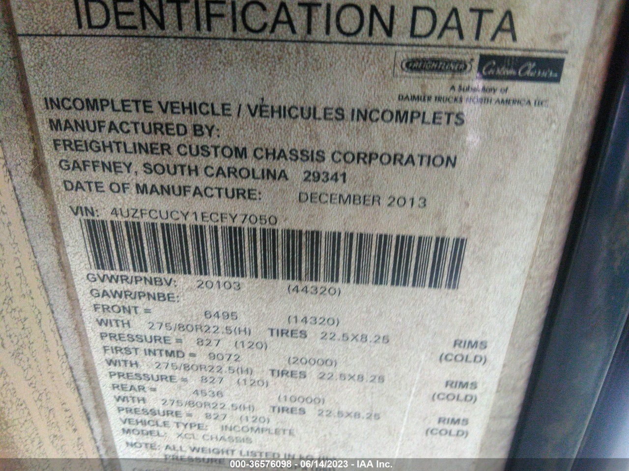 2014 FREIGHTLINER CHASSIS XC thumbnail 10