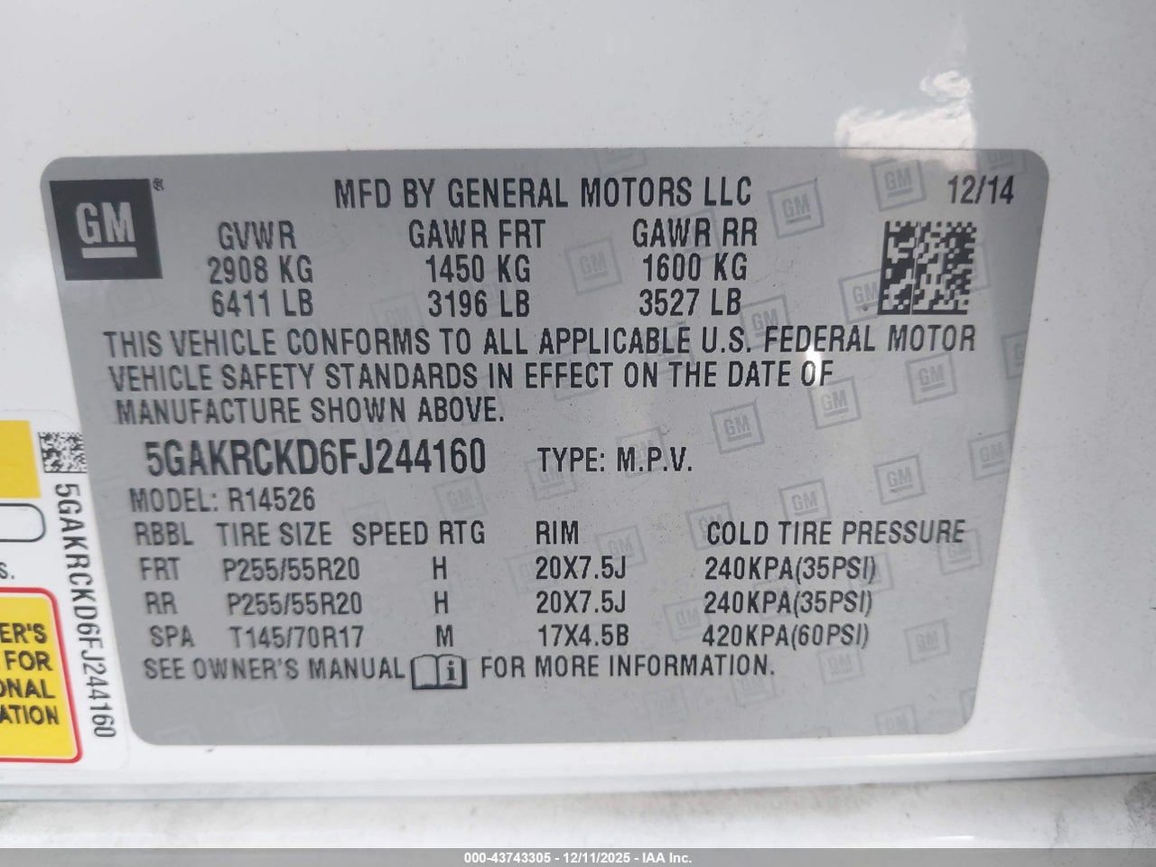 2015 BUICK ENCLAVE PREMIUM thumbnail 10