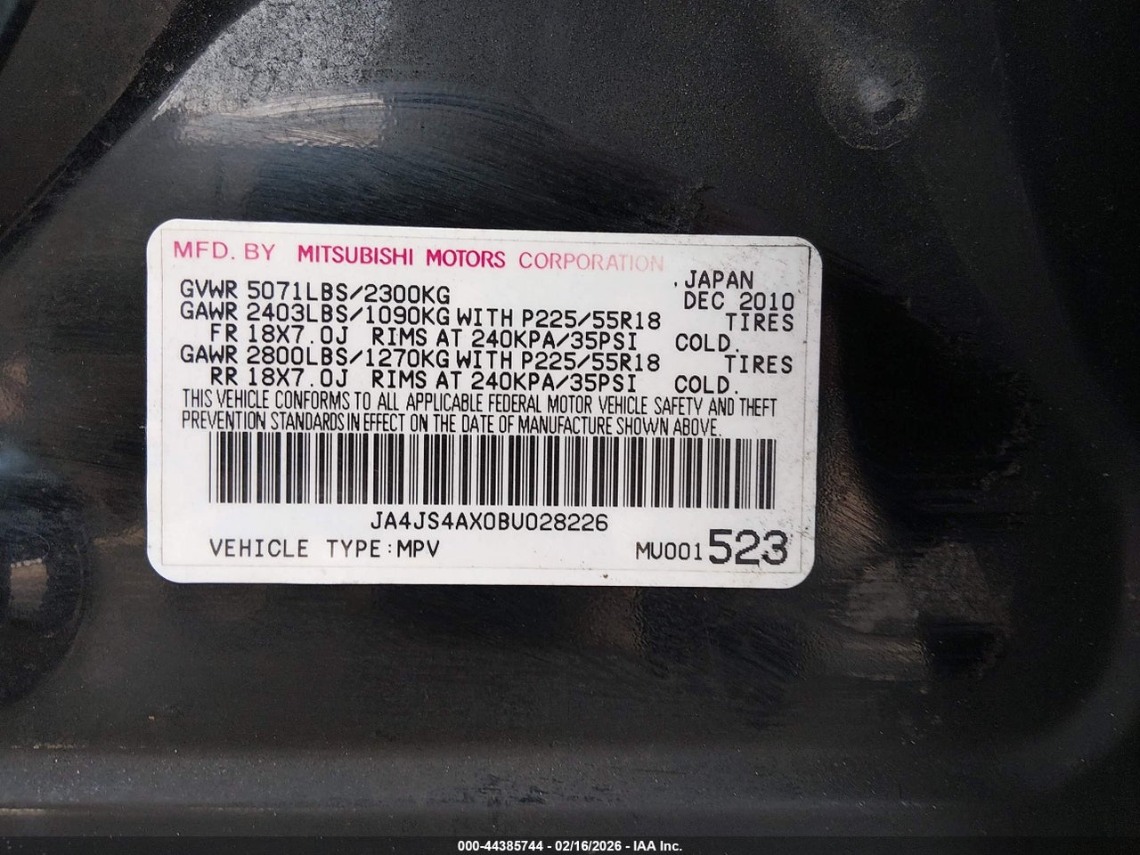 2011 MITSUBISHI OUTLANDER XLS thumbnail 10