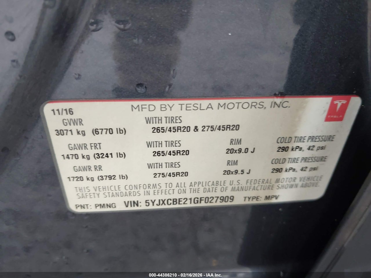 2016 TESLA MODEL X 60D/70D/75D/90D/P100D thumbnail 10