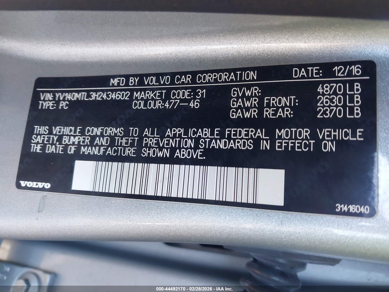 2017 VOLVO S60 T5 DYNAMIC thumbnail 10