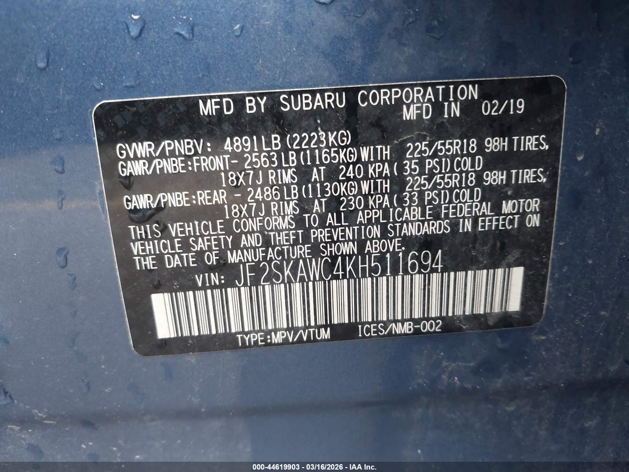 2019 SUBARU FORESTER TOURING thumbnail 10