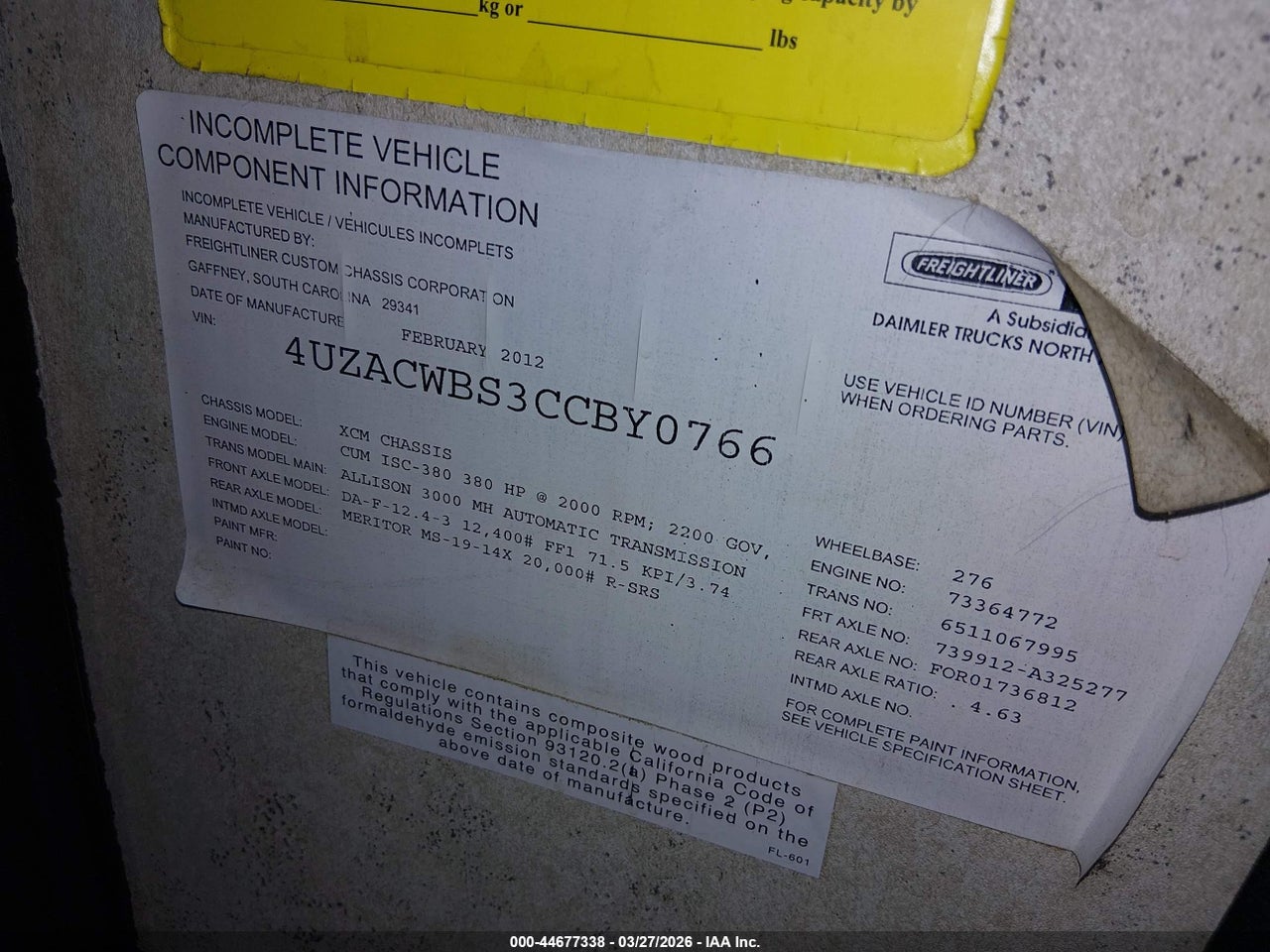 2012 FREIGHTLINER CHASSIS XC thumbnail 10