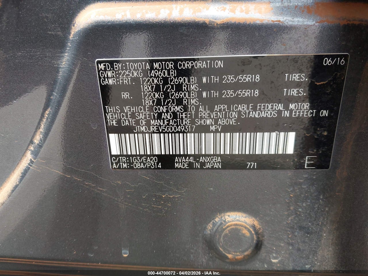 2016 TOYOTA RAV4 HYBRID LIMITED thumbnail 10