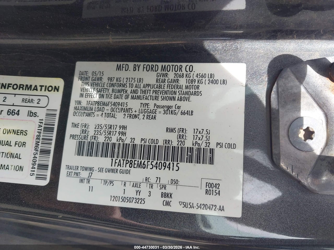 2015 FORD MUSTANG V6 thumbnail 10