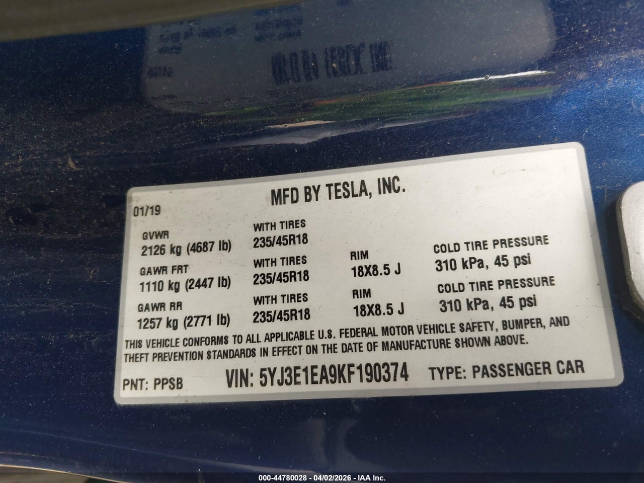 2019 TESLA MODEL 3 LONG RANGE/MID RANGE/STANDARD RANGE/STANDARD RANGE PLUS thumbnail 10