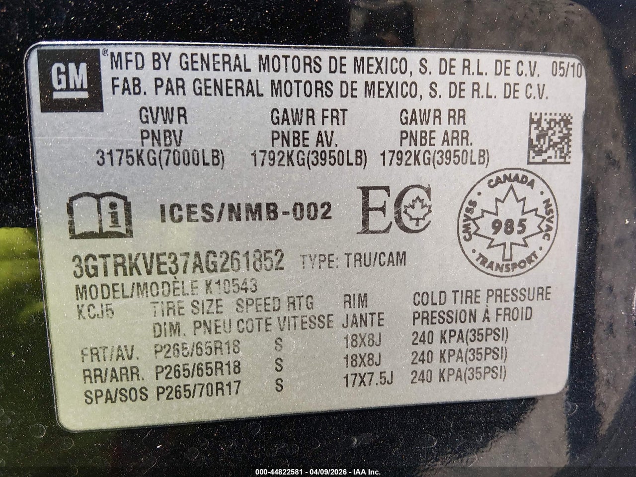 2010 GMC SIERRA 1500 SLE thumbnail 10