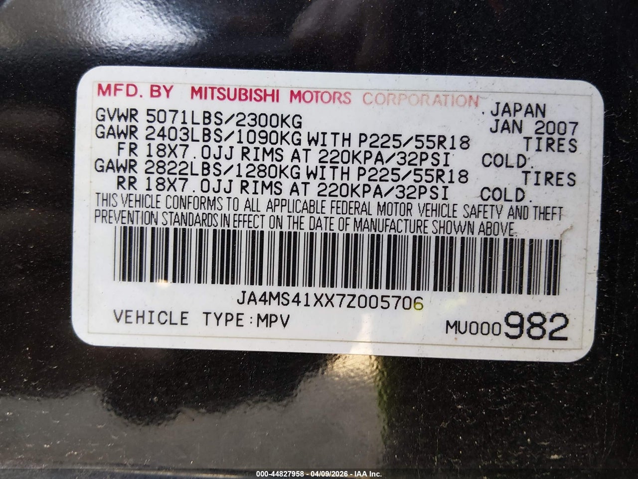 2007 MITSUBISHI OUTLANDER XLS thumbnail 10