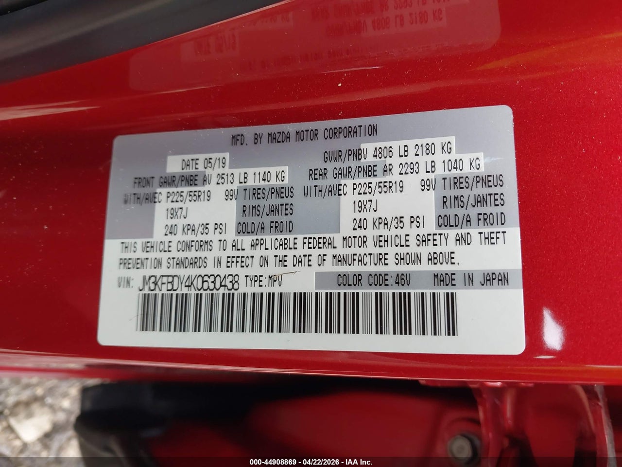 2019 MAZDA CX-5 GRAND TOURING RESERVE thumbnail 10