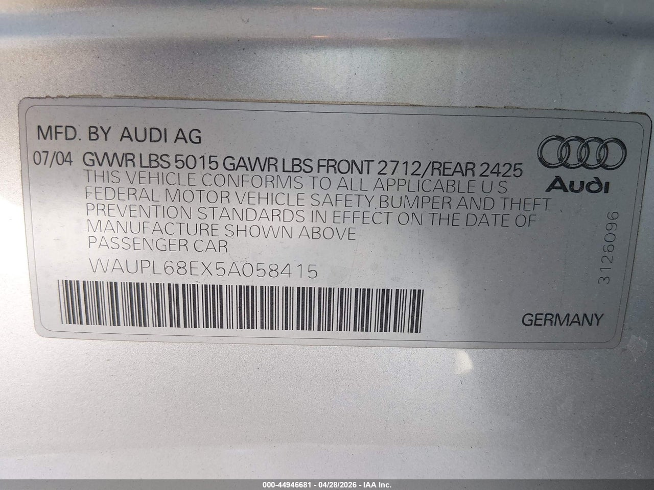 2005 AUDI S4 4.2 thumbnail 10