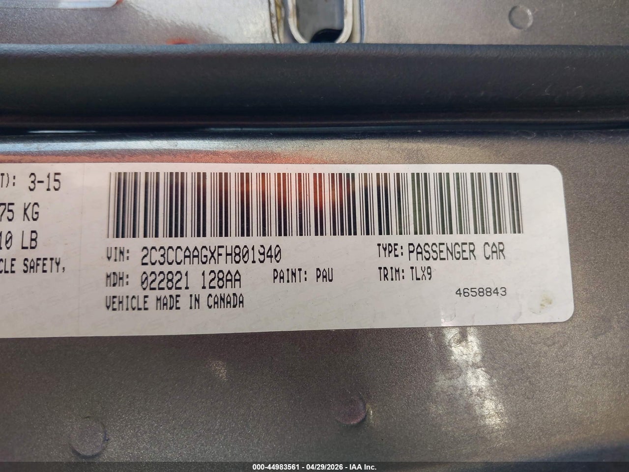 2015 CHRYSLER 300 LIMITED thumbnail 10