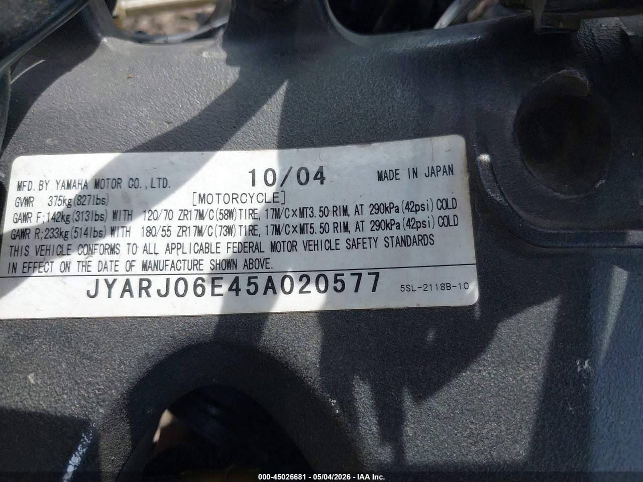 2005 YAMAHA YZFR6 L thumbnail 11