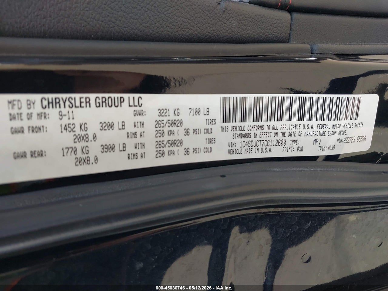 2012 DODGE DURANGO R/T thumbnail 10