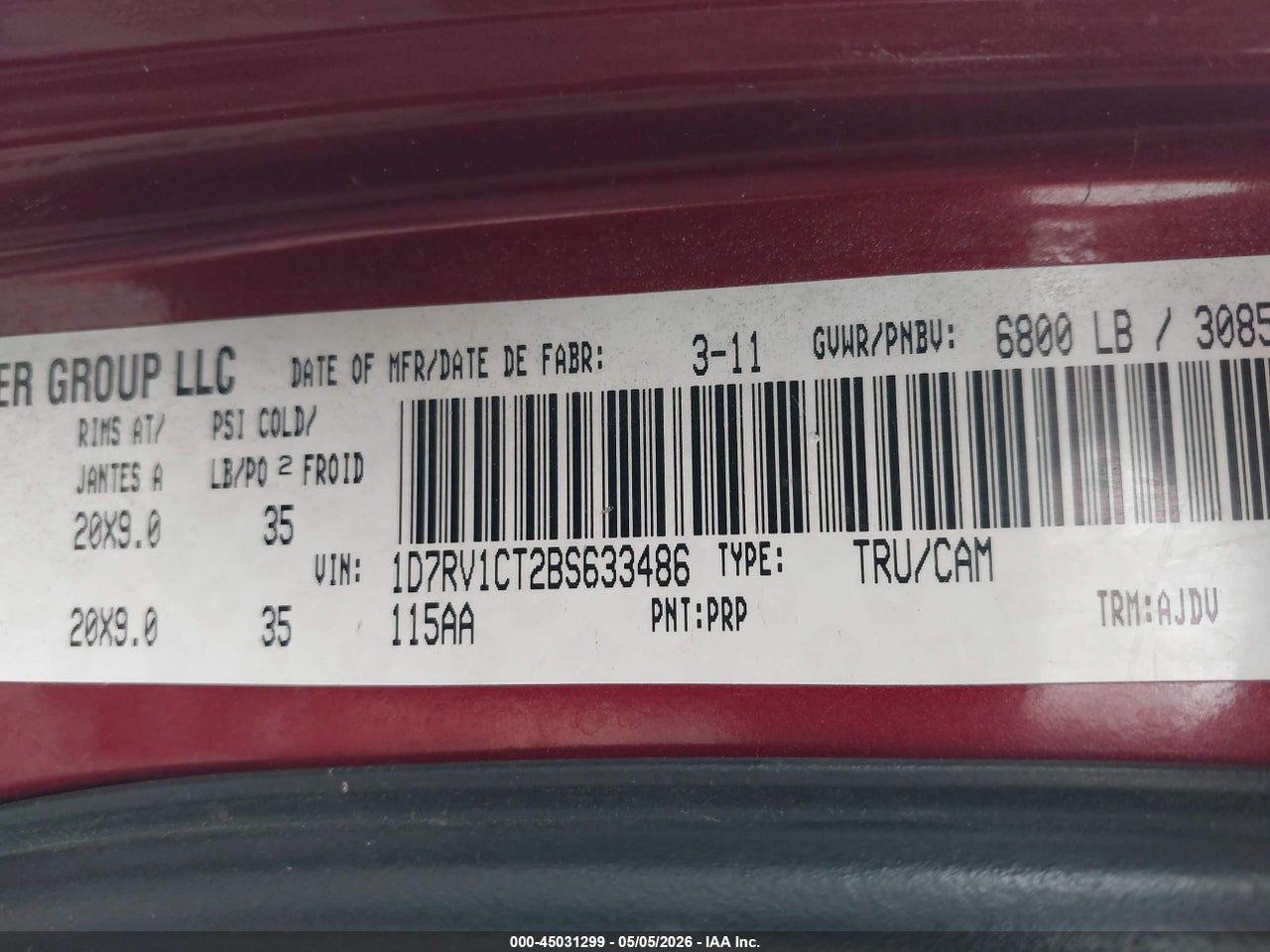 2011 RAM RAM 1500 SPORT thumbnail 10