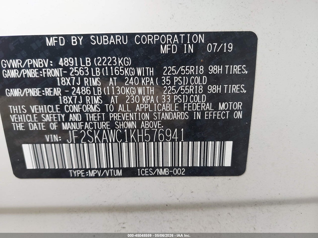 2019 SUBARU FORESTER TOURING thumbnail 10