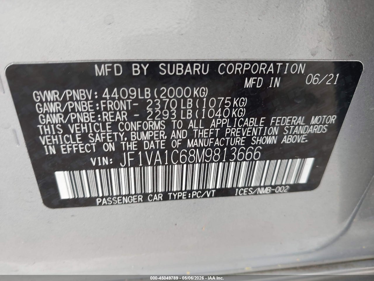 2021 SUBARU WRX PREMIUM thumbnail 10