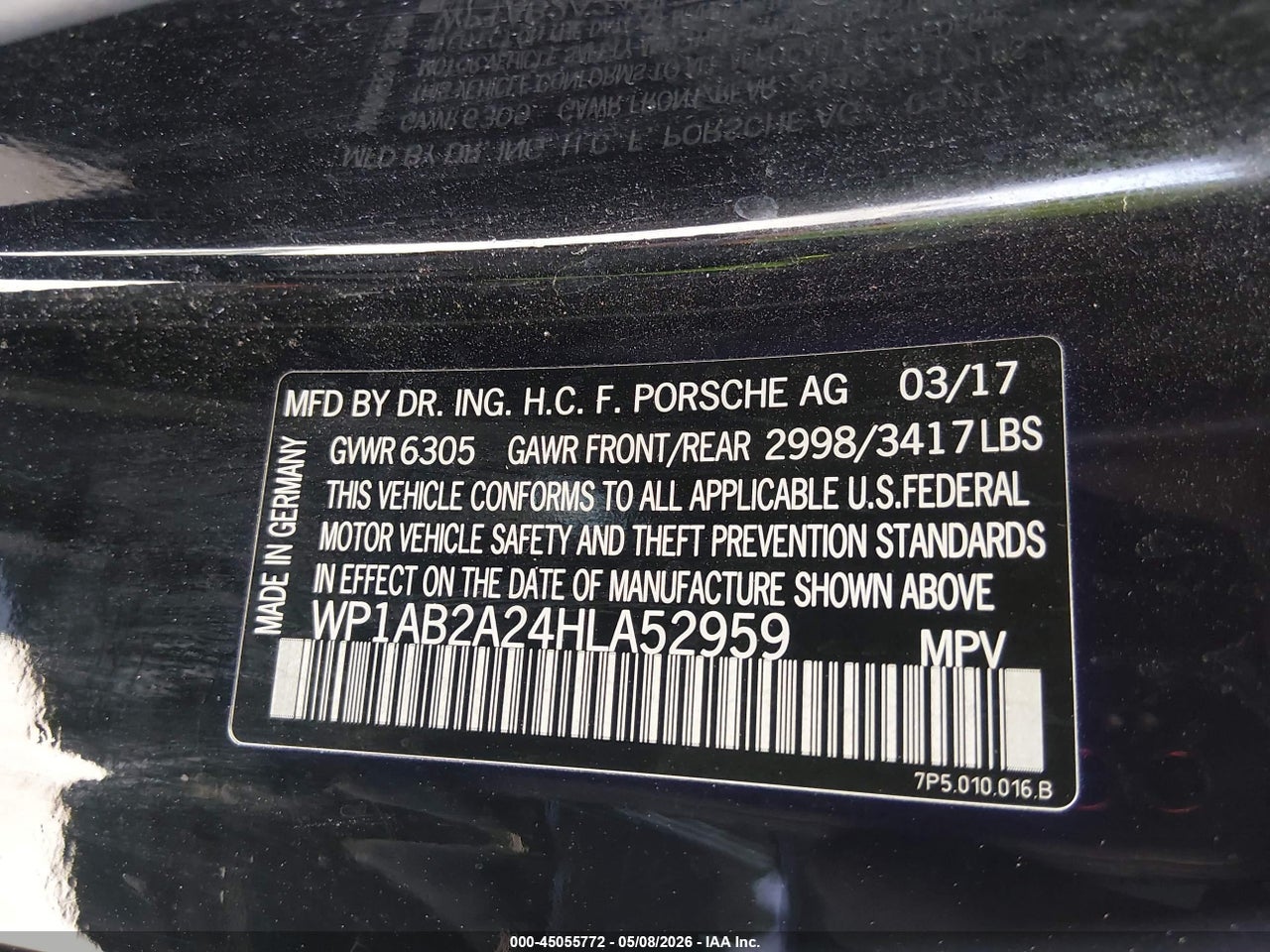 2017 PORSCHE CAYENNE S thumbnail 10