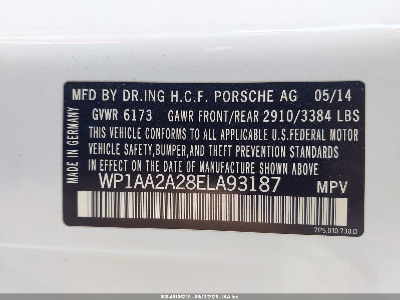 2014 PORSCHE CAYENNE PLATINUM EDITION thumbnail 10