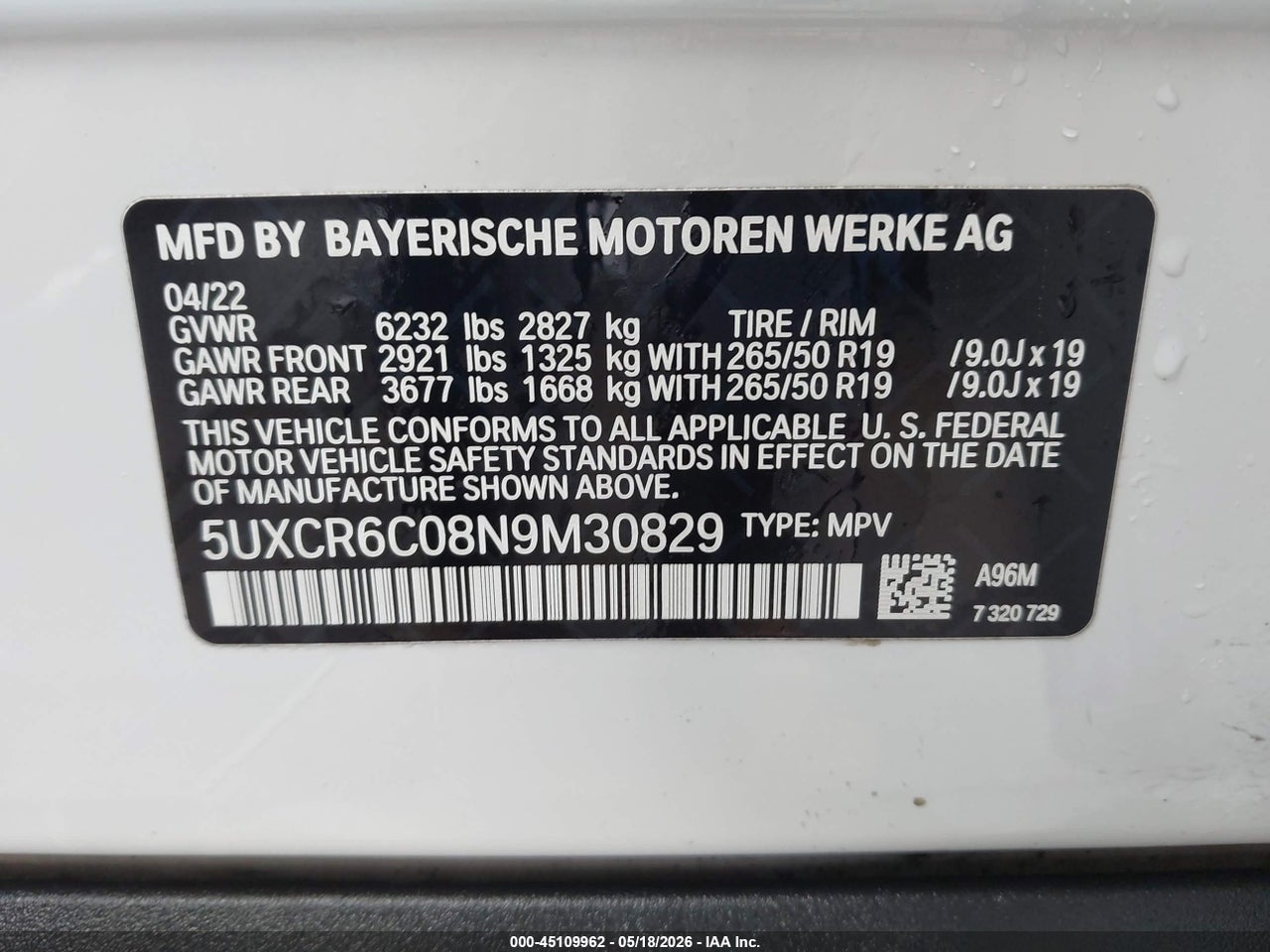 2022 BMW X5 XDRIVE40I thumbnail 10